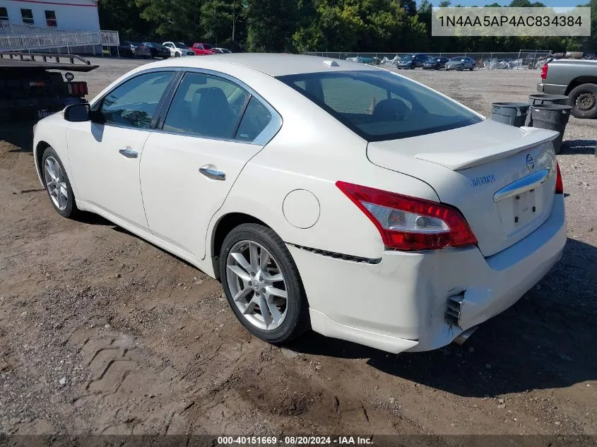 2010 Nissan Maxima 3.5 Sv VIN: 1N4AA5AP4AC834384 Lot: 40151669