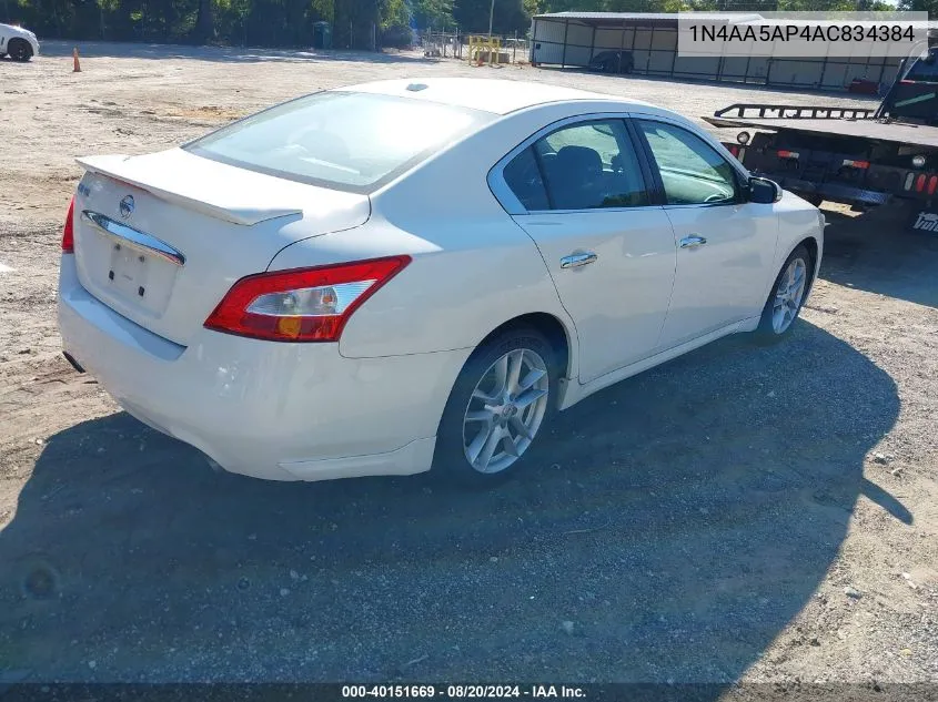 1N4AA5AP4AC834384 2010 Nissan Maxima 3.5 Sv