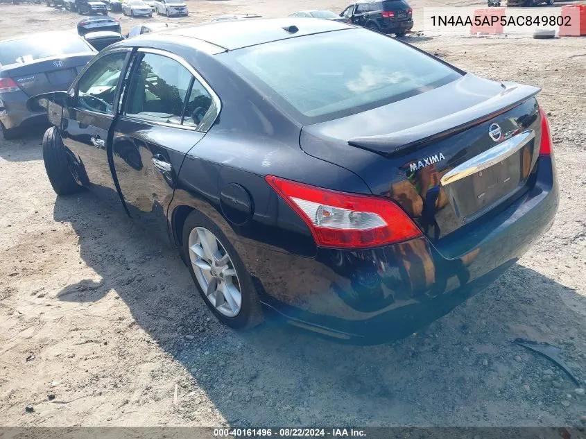 2010 Nissan Maxima 3.5 Sv VIN: 1N4AA5AP5AC849802 Lot: 40161496