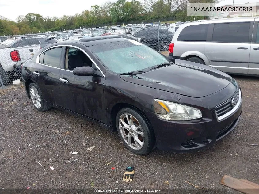 2010 Nissan Maxima 3.5 S VIN: 1N4AA5AP6AC800818 Lot: 40212412