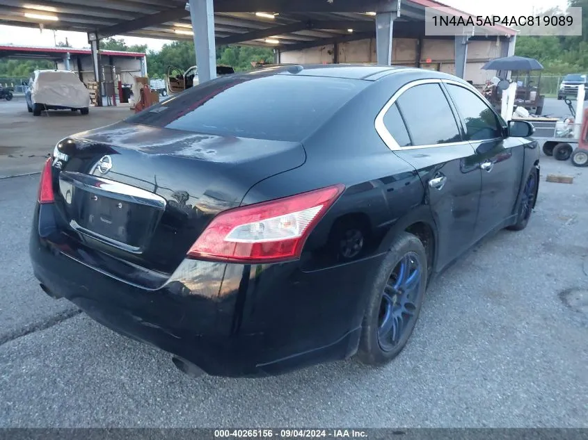 2010 Nissan Maxima 3.5 Sv VIN: 1N4AA5AP4AC819089 Lot: 40265156