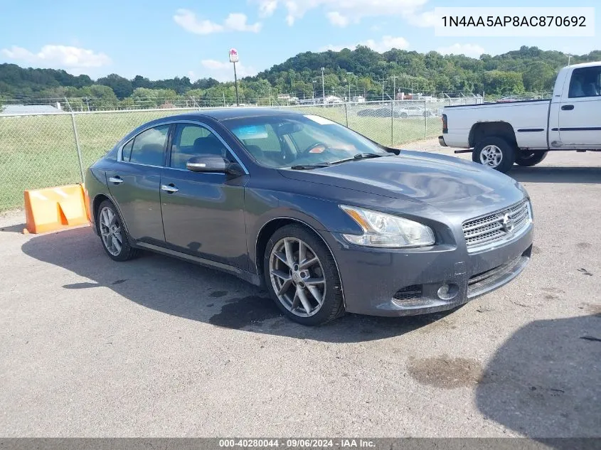 2010 Nissan Maxima 3.5 Sv VIN: 1N4AA5AP8AC870692 Lot: 40280044