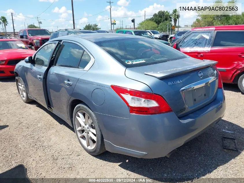 2010 Nissan Maxima S/Sv VIN: 1N4AA5AP9AC802563 Lot: 40322535