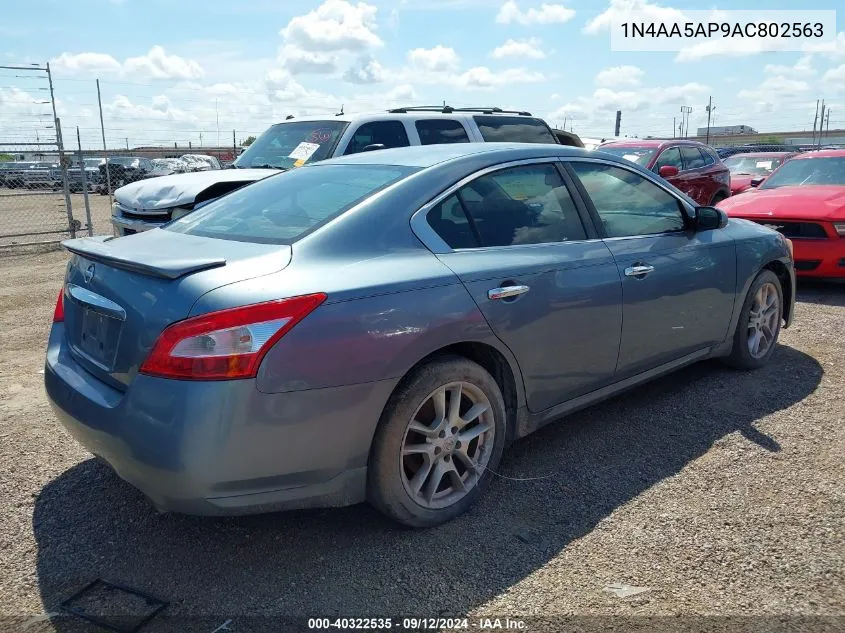 2010 Nissan Maxima S/Sv VIN: 1N4AA5AP9AC802563 Lot: 40322535