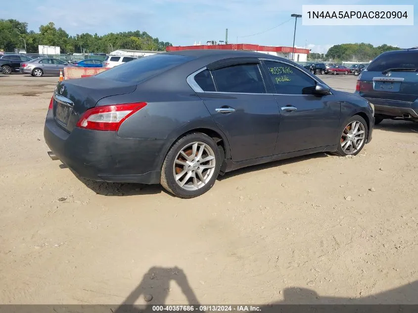 2010 Nissan Maxima 3.5 S VIN: 1N4AA5AP0AC820904 Lot: 40357686