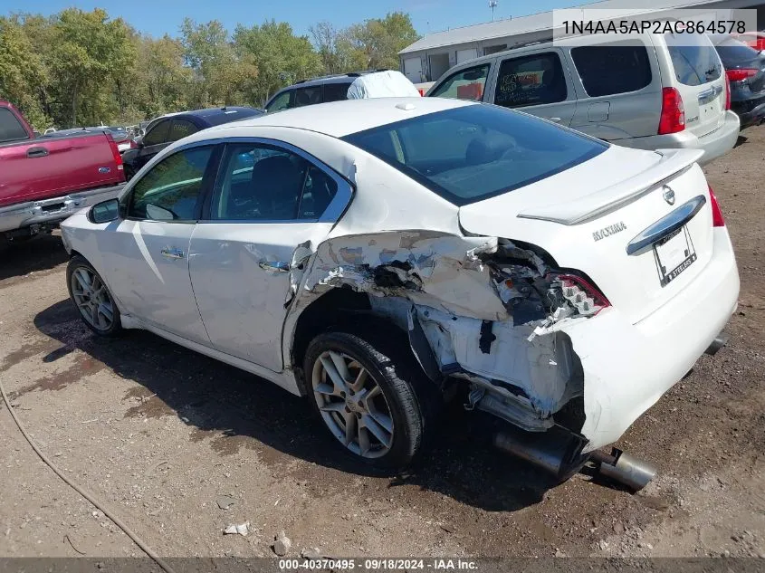 2010 Nissan Maxima 3.5 Sv VIN: 1N4AA5AP2AC864578 Lot: 40370495