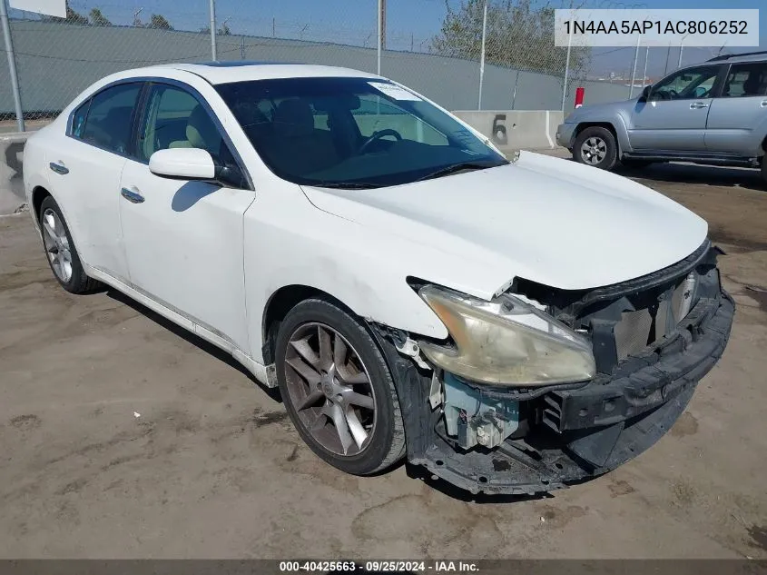 2010 Nissan Maxima 3.5 S VIN: 1N4AA5AP1AC806252 Lot: 40425663