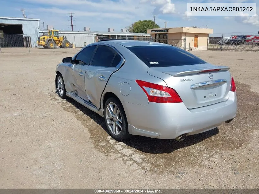 2010 Nissan Maxima 3.5 Sv VIN: 1N4AA5APXAC805262 Lot: 40429960