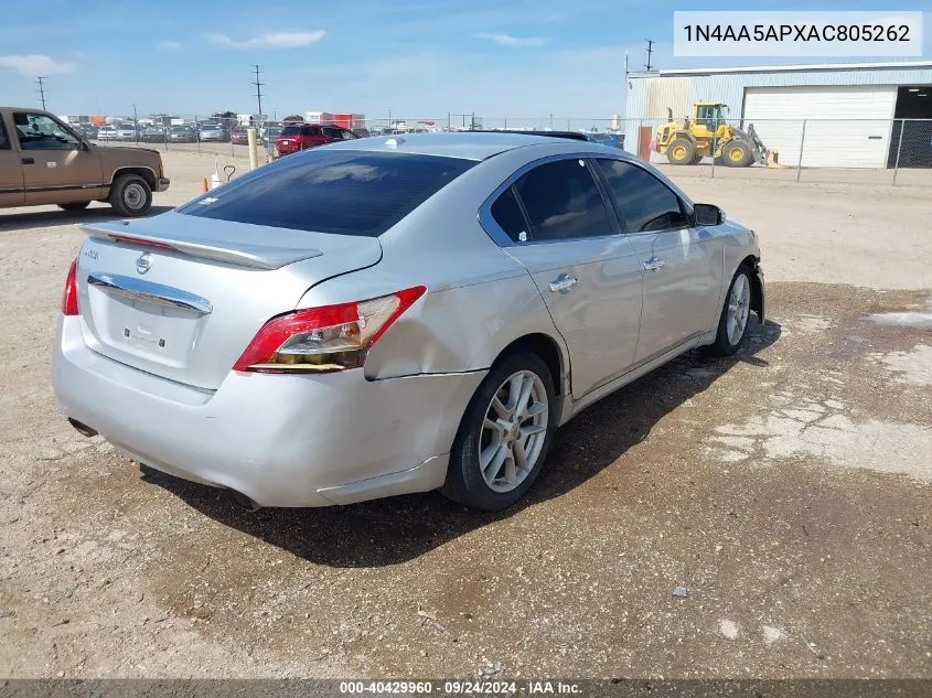 2010 Nissan Maxima 3.5 Sv VIN: 1N4AA5APXAC805262 Lot: 40429960