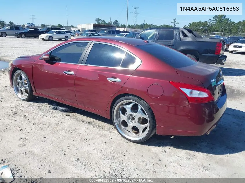 2010 Nissan Maxima 3.5 Sv VIN: 1N4AA5AP5AC816363 Lot: 40452932