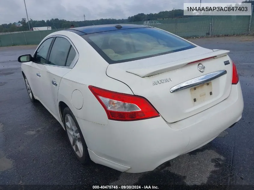 2010 Nissan Maxima 3.5 Sv VIN: 1N4AA5AP3AC847403 Lot: 40475745