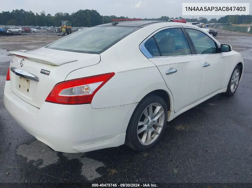 2010 Nissan Maxima 3.5 Sv VIN: 1N4AA5AP3AC847403 Lot: 40475745