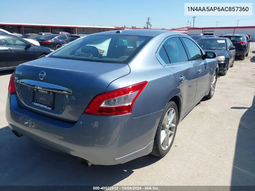 2010 Nissan Maxima 3.5 Sv VIN: 1N4AA5AP6AC857360 Lot: 40522512