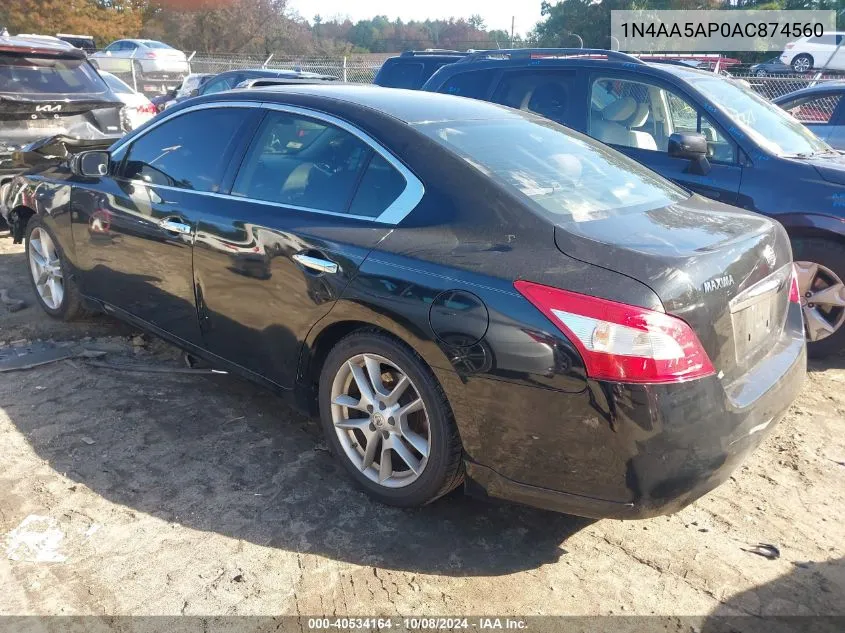 2010 Nissan Maxima 3.5 S VIN: 1N4AA5AP0AC874560 Lot: 40534164