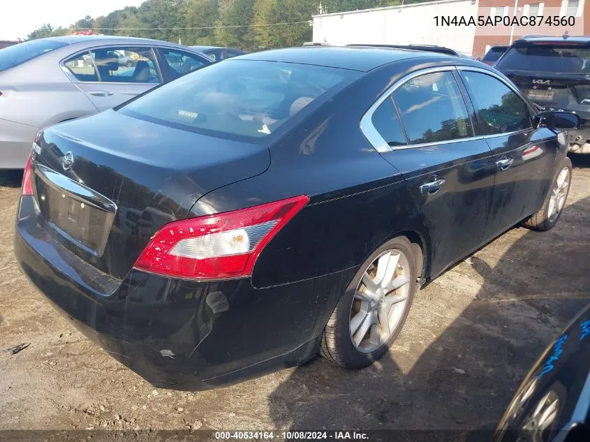 2010 Nissan Maxima 3.5 S VIN: 1N4AA5AP0AC874560 Lot: 40534164