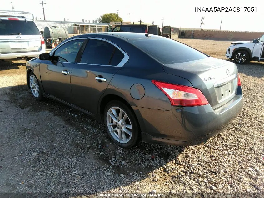 2010 Nissan Maxima 3.5 Sv VIN: 1N4AA5AP2AC817051 Lot: 40570374