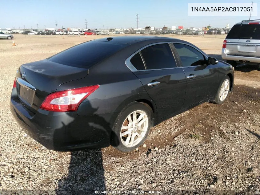 2010 Nissan Maxima 3.5 Sv VIN: 1N4AA5AP2AC817051 Lot: 40570374