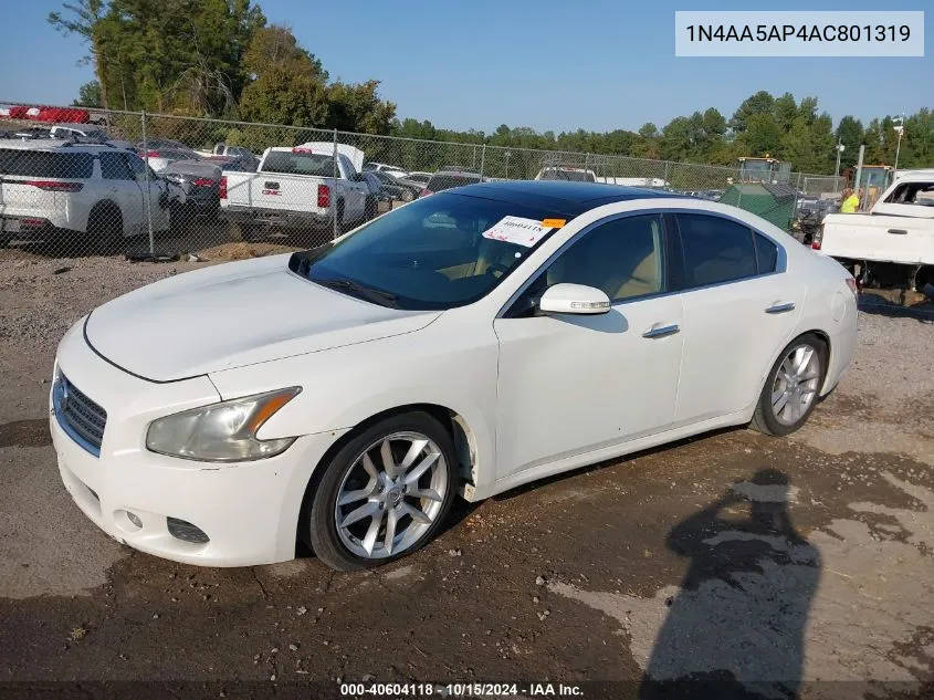 2010 Nissan Maxima 3.5 Sv VIN: 1N4AA5AP4AC801319 Lot: 40604118