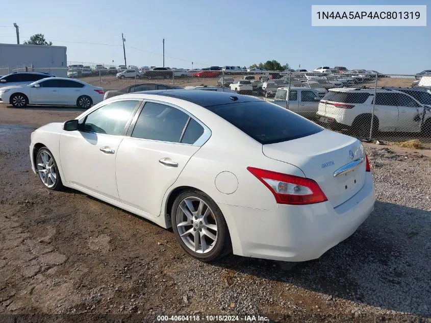 2010 Nissan Maxima 3.5 Sv VIN: 1N4AA5AP4AC801319 Lot: 40604118