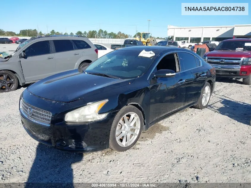 2010 Nissan Maxima S/Sv VIN: 1N4AA5AP6AC804738 Lot: 40615994