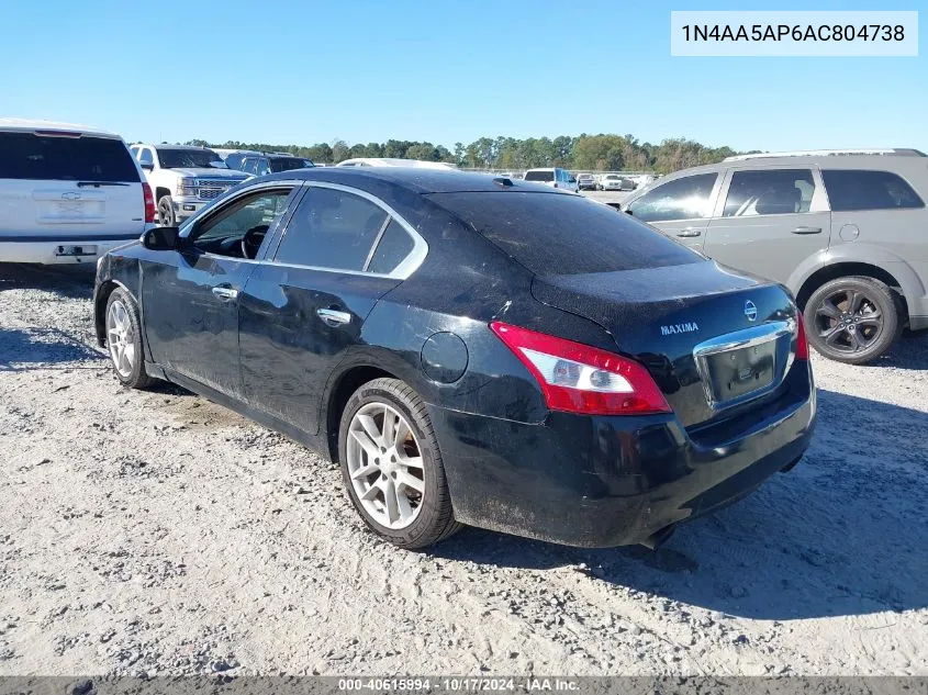 2010 Nissan Maxima S/Sv VIN: 1N4AA5AP6AC804738 Lot: 40615994