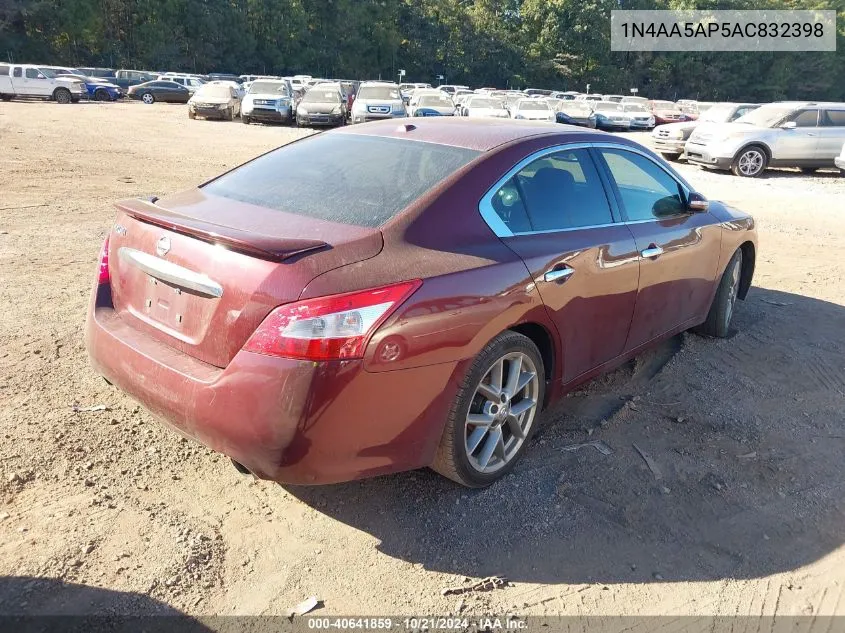 2010 Nissan Maxima 3.5 Sv VIN: 1N4AA5AP5AC832398 Lot: 40641859