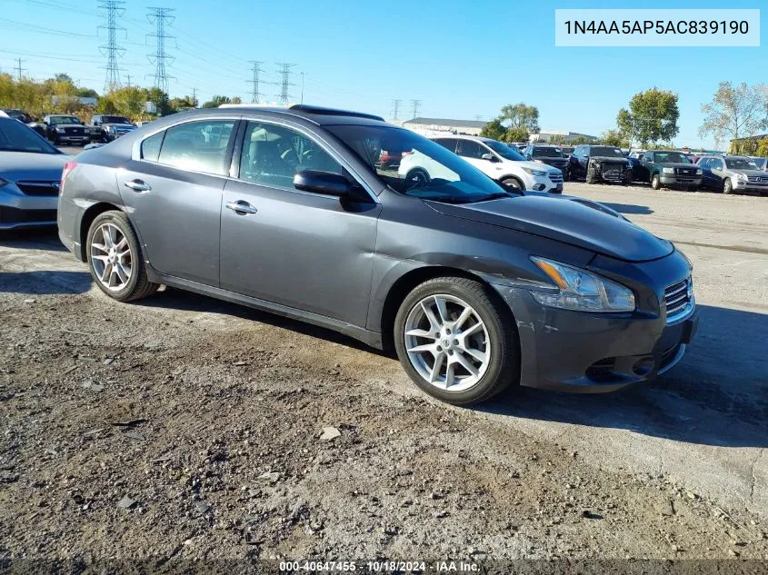 2010 Nissan Maxima 3.5 S VIN: 1N4AA5AP5AC839190 Lot: 40647455