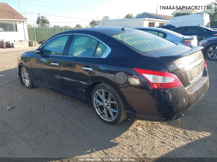 2010 Nissan Maxima 3.5 Sv VIN: 1N4AA5AP1AC821740 Lot: 40648785