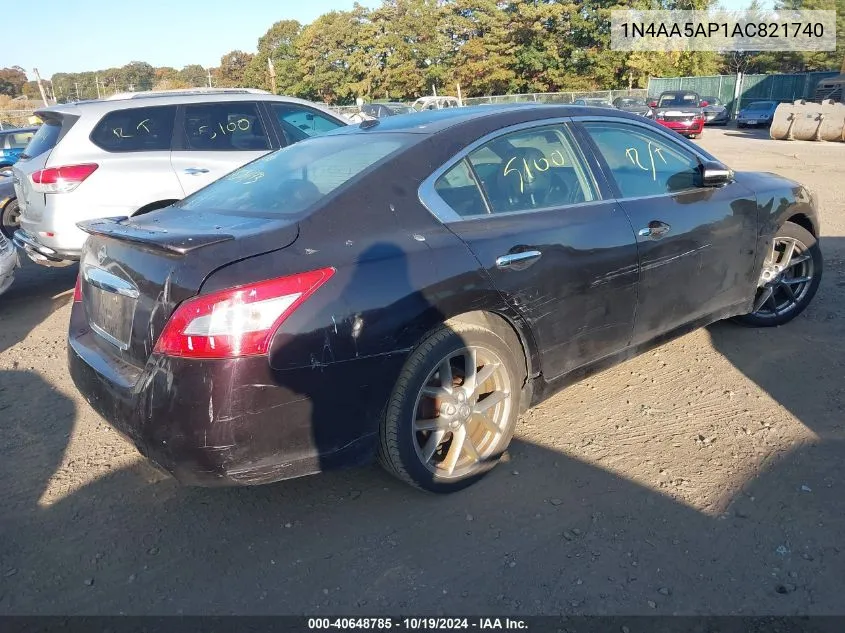 2010 Nissan Maxima 3.5 Sv VIN: 1N4AA5AP1AC821740 Lot: 40648785