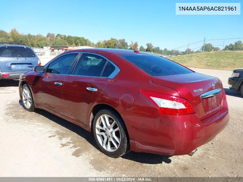 2010 Nissan Maxima 3.5 Sv VIN: 1N4AA5AP6AC821961 Lot: 40661481