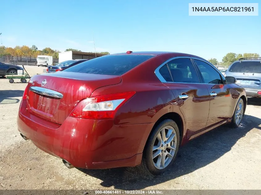 2010 Nissan Maxima 3.5 Sv VIN: 1N4AA5AP6AC821961 Lot: 40661481