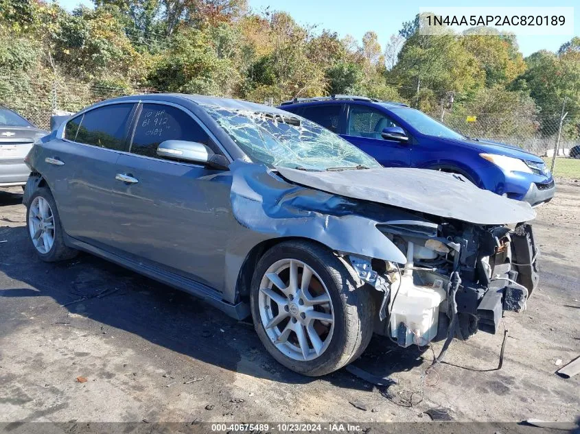 2010 Nissan Maxima 3.5 Sv VIN: 1N4AA5AP2AC820189 Lot: 40675489