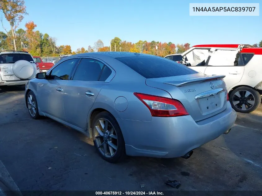 2010 Nissan Maxima 3.5 Sv VIN: 1N4AA5AP5AC839707 Lot: 40675912