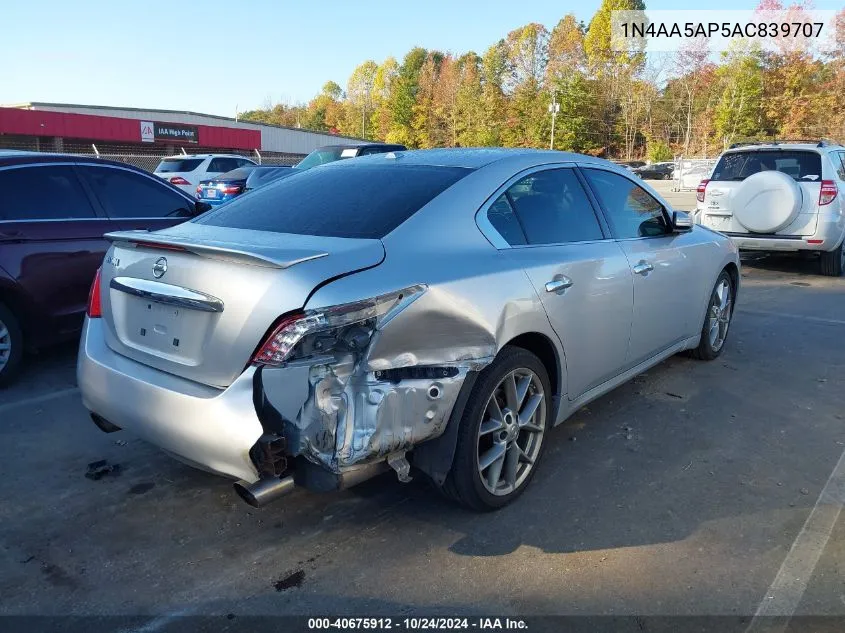 2010 Nissan Maxima 3.5 Sv VIN: 1N4AA5AP5AC839707 Lot: 40675912