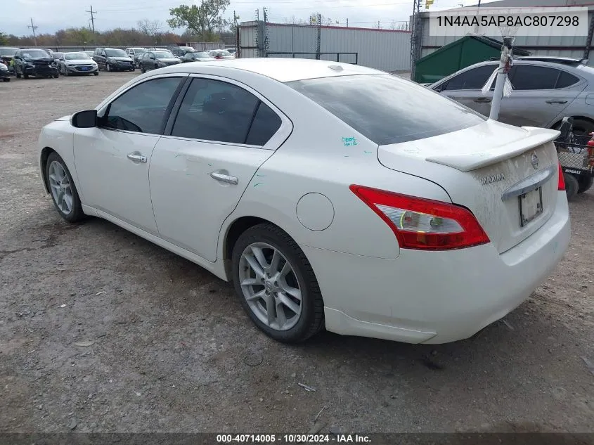 2010 Nissan Maxima S/Sv VIN: 1N4AA5AP8AC807298 Lot: 40714005