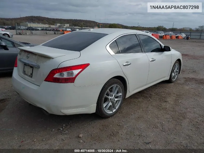 2010 Nissan Maxima S/Sv VIN: 1N4AA5AP8AC807298 Lot: 40714005