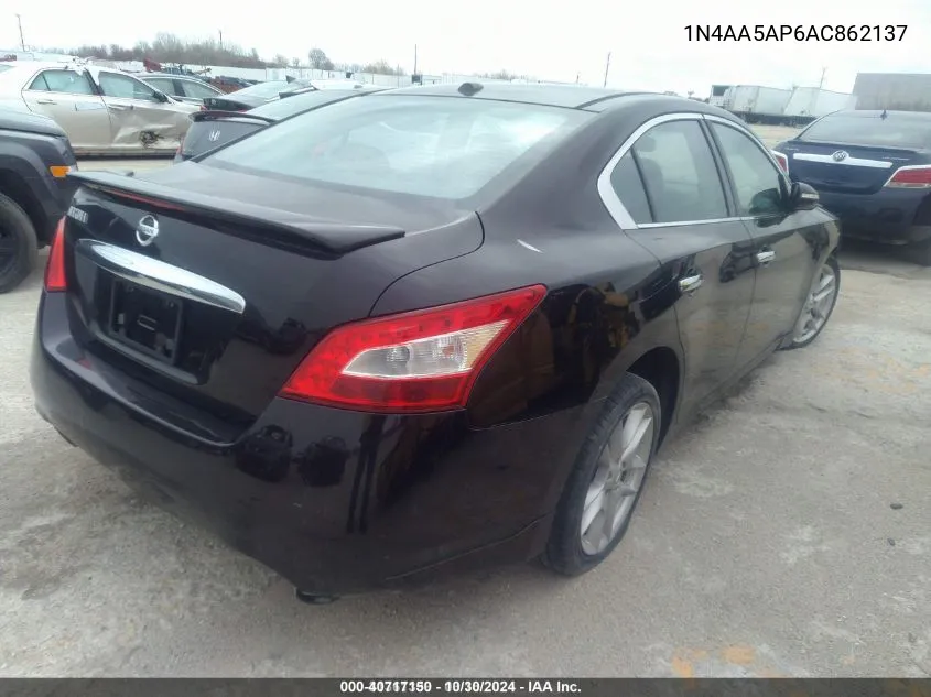 2010 Nissan Maxima 3.5 Sv VIN: 1N4AA5AP6AC862137 Lot: 40717150