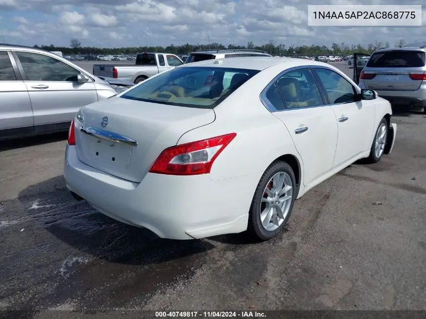 2010 Nissan Maxima 3.5 Sv VIN: 1N4AA5AP2AC868775 Lot: 40749817