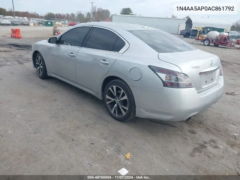 2010 Nissan Maxima 3.5 Sv VIN: 1N4AA5AP0AC861792 Lot: 40765004