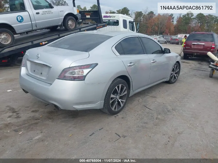 2010 Nissan Maxima 3.5 Sv VIN: 1N4AA5AP0AC861792 Lot: 40765004