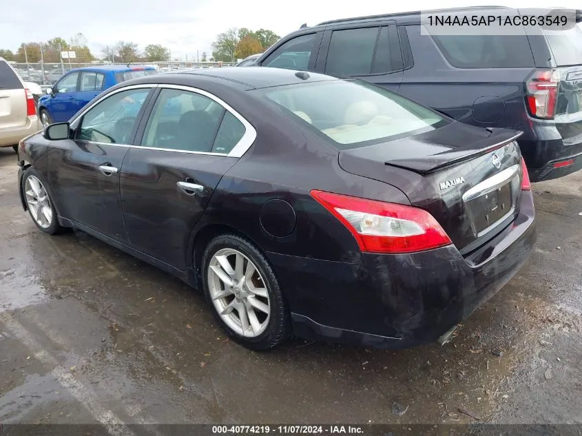 2010 Nissan Maxima 3.5 Sv VIN: 1N4AA5AP1AC863549 Lot: 40774219