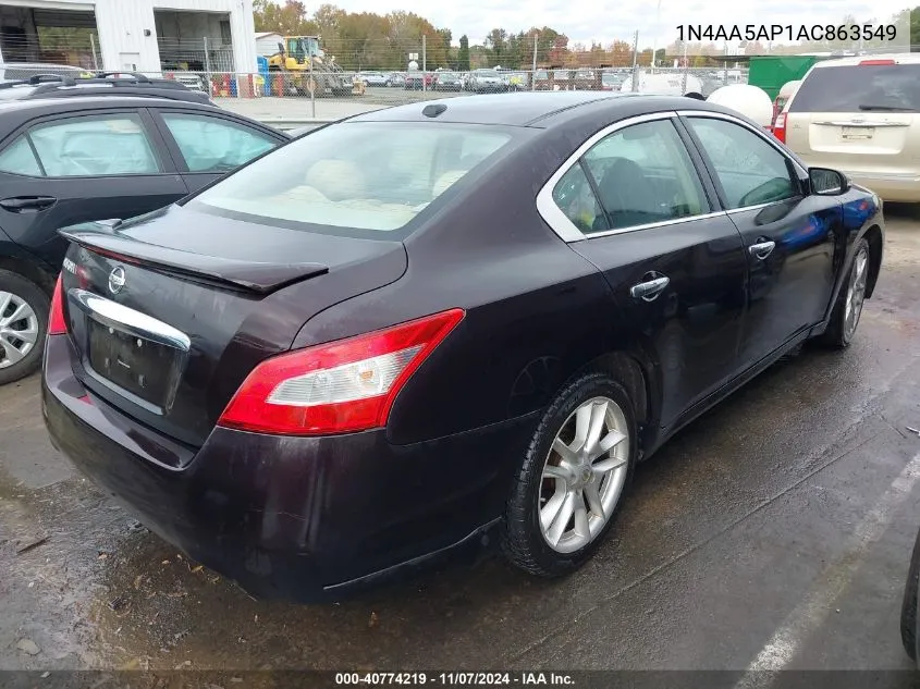 2010 Nissan Maxima 3.5 Sv VIN: 1N4AA5AP1AC863549 Lot: 40774219