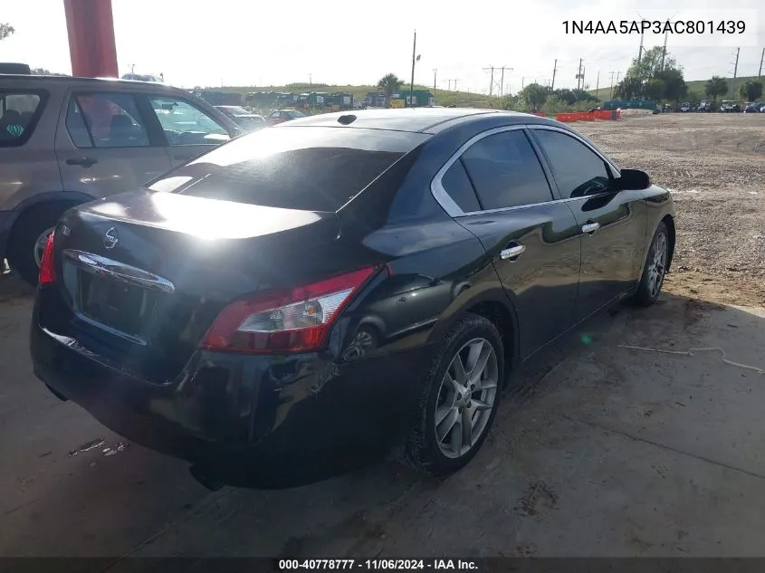 2010 Nissan Maxima 3.5 Sv VIN: 1N4AA5AP3AC801439 Lot: 40778777