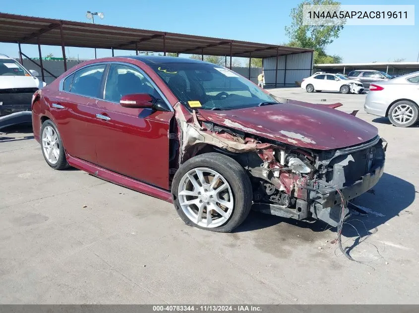 2010 Nissan Maxima 3.5 Sv VIN: 1N4AA5AP2AC819611 Lot: 40783344