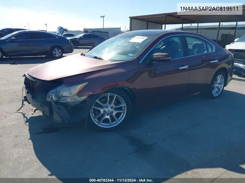 2010 Nissan Maxima 3.5 Sv VIN: 1N4AA5AP2AC819611 Lot: 40783344