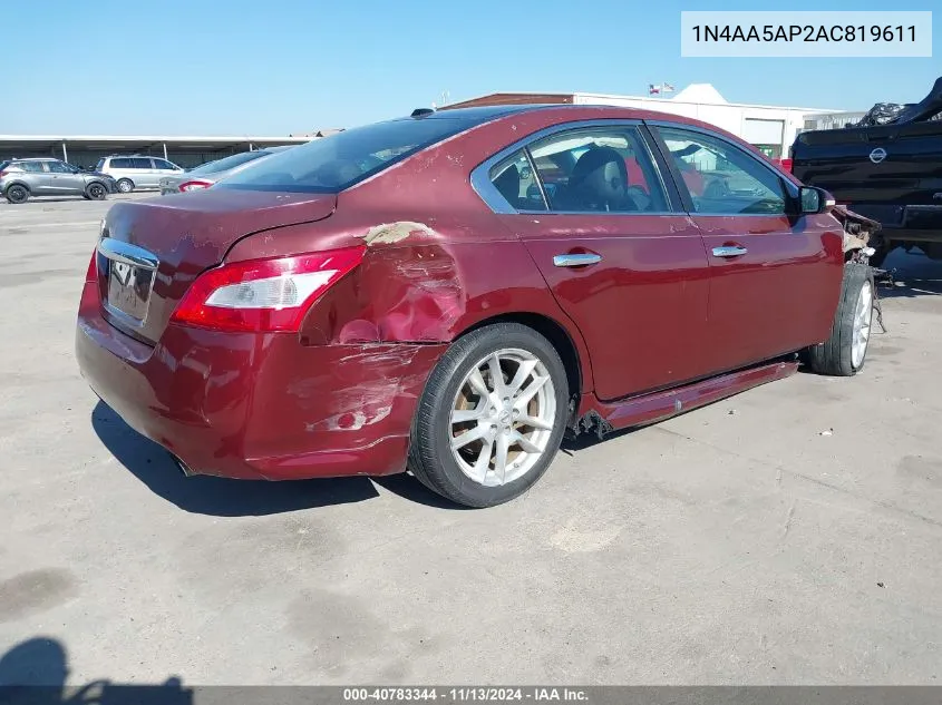 2010 Nissan Maxima 3.5 Sv VIN: 1N4AA5AP2AC819611 Lot: 40783344