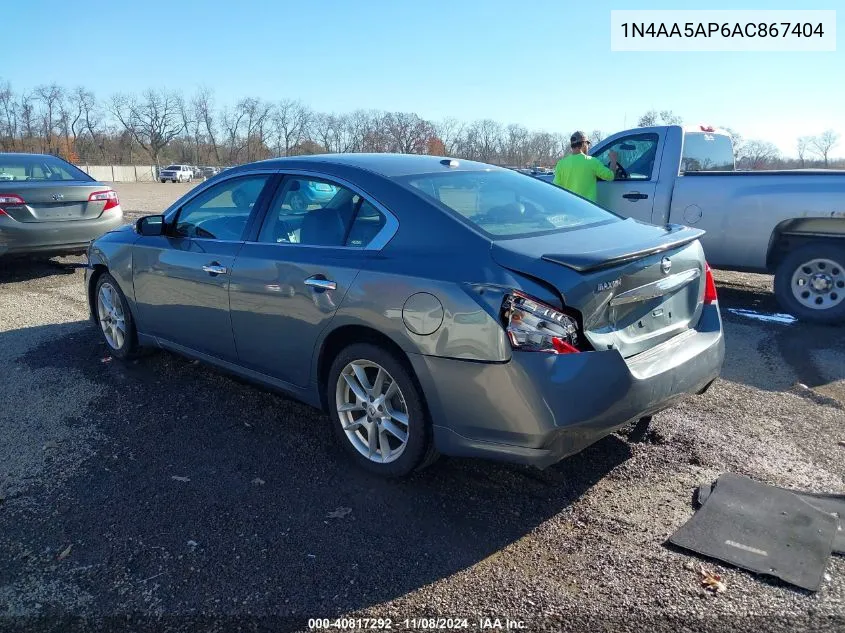 2010 Nissan Maxima 3.5 Sv VIN: 1N4AA5AP6AC867404 Lot: 40817292