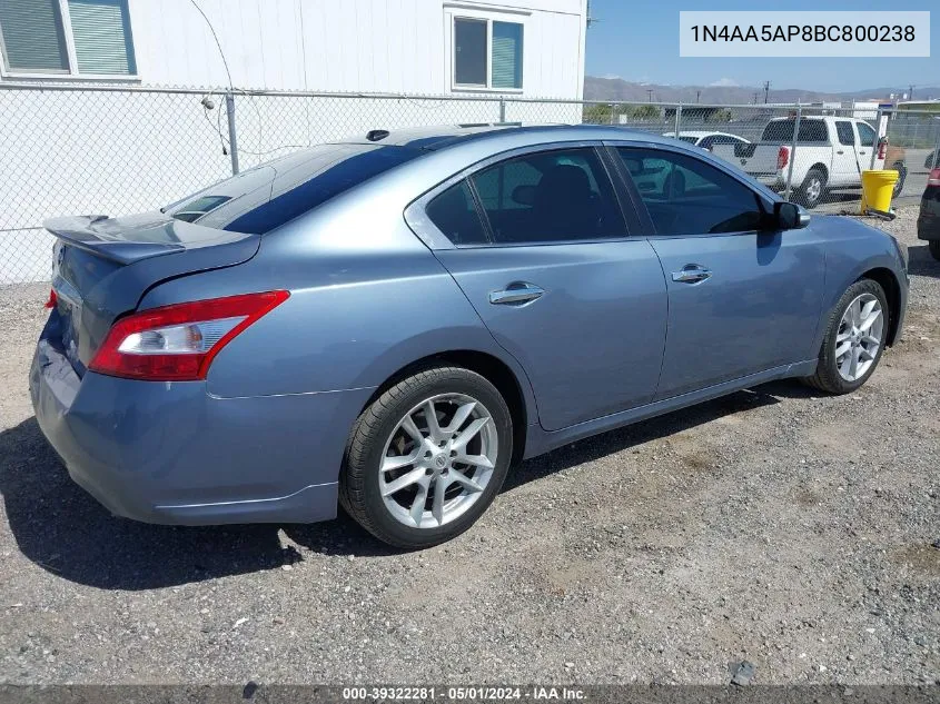 2011 Nissan Maxima 3.5 Sv VIN: 1N4AA5AP8BC800238 Lot: 39322281