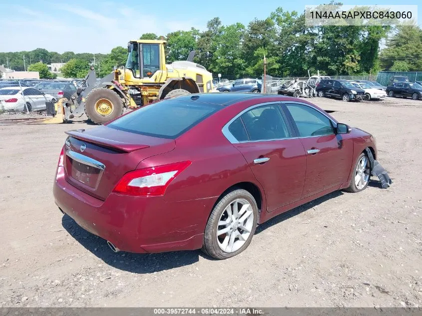 2011 Nissan Maxima 3.5 Sv VIN: 1N4AA5APXBC843060 Lot: 39572744