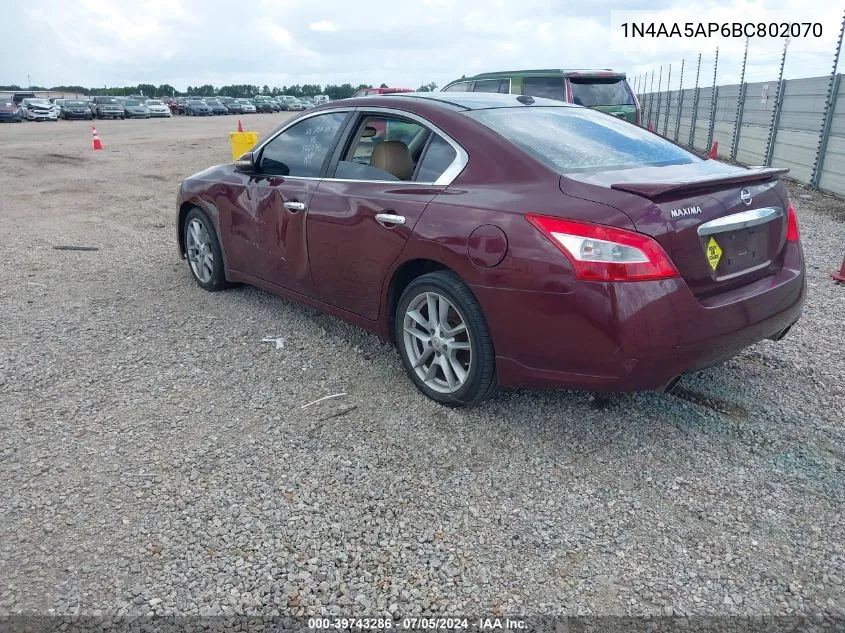 1N4AA5AP6BC802070 2011 Nissan Maxima 3.5 Sv